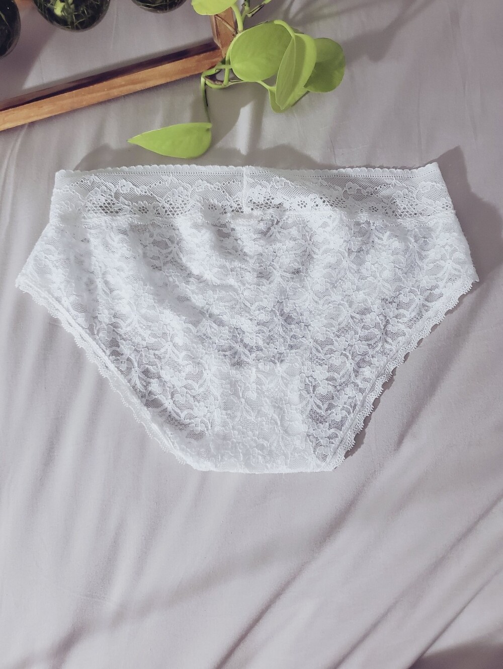AERIE White Lace Low Rise Bikini Briefs - Picture 2 of 8
